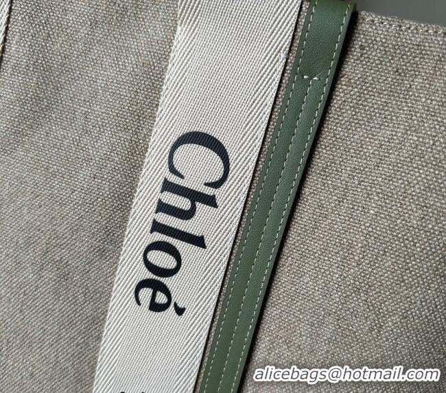 Unique Discount Chloe Woody Canvas Large Tote Bag 6064 Green 2024