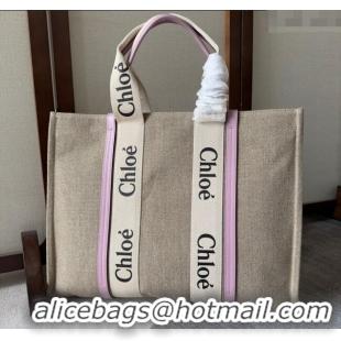 Big Discount Chloe Woody Canvas Large Tote Bag 6064 Purple 2024