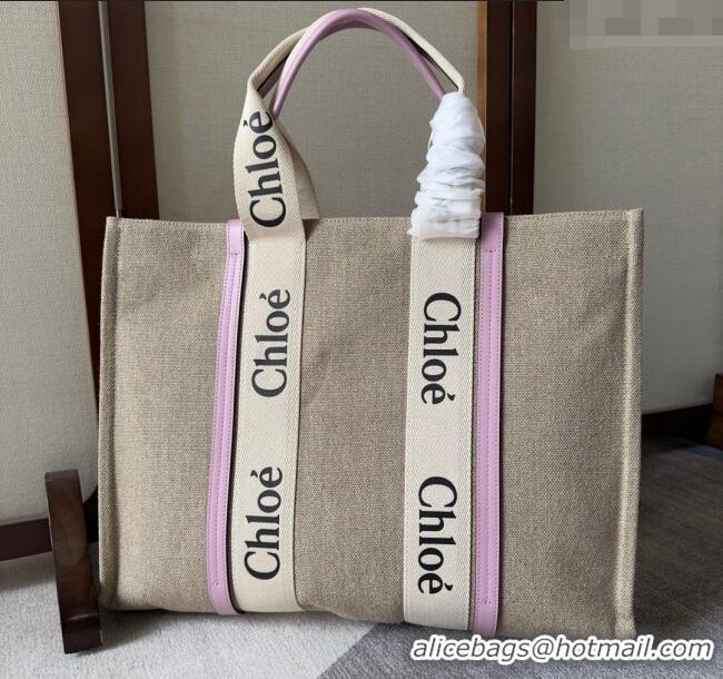 Big Discount Chloe Woody Canvas Large Tote Bag 6064 Purple 2024