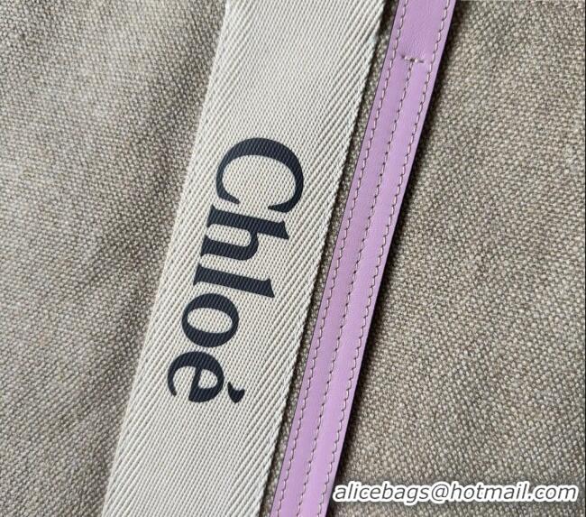 Big Discount Chloe Woody Canvas Large Tote Bag 6064 Purple 2024