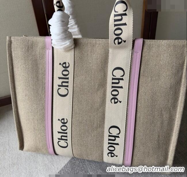 Big Discount Chloe Woody Canvas Large Tote Bag 6064 Purple 2024