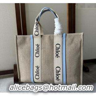 Top Grade Chloe Woody Canvas Large Tote Bag 6064 Pale Blue 2024