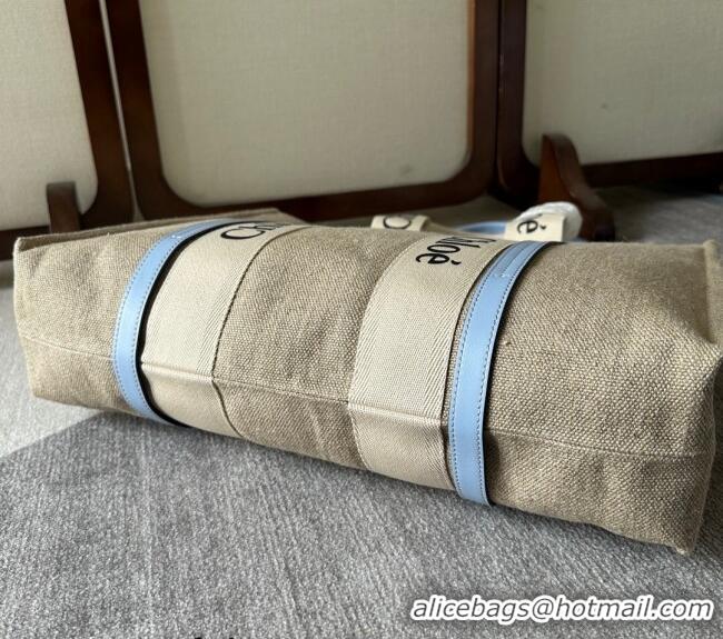 Top Grade Chloe Woody Canvas Large Tote Bag 6064 Pale Blue 2024