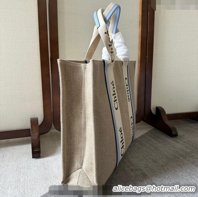 Top Grade Chloe Woody Canvas Large Tote Bag 6064 Pale Blue 2024