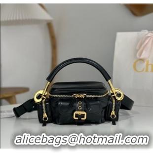 Famous Brand Chloe Small Camera Bag in Shiny Leather W0653 Black 2024