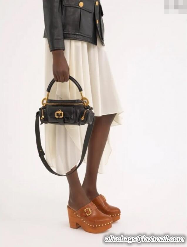 Famous Brand Chloe Small Camera Bag in Shiny Leather W0653 Black 2024