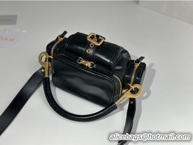 Famous Brand Chloe Small Camera Bag in Shiny Leather W0653 Black 2024