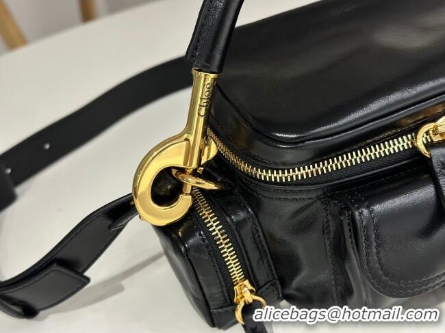 Famous Brand Chloe Small Camera Bag in Shiny Leather W0653 Black 2024