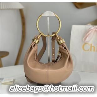 Big Discount Chloe Small Bracelet Hobo bag in Shiny Grained Calfskin C0504 Woodrose 2024