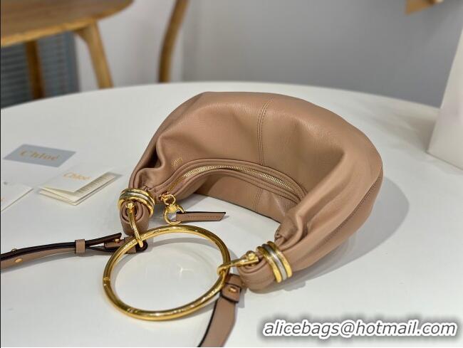 Big Discount Chloe Small Bracelet Hobo bag in Shiny Grained Calfskin C0504 Woodrose 2024