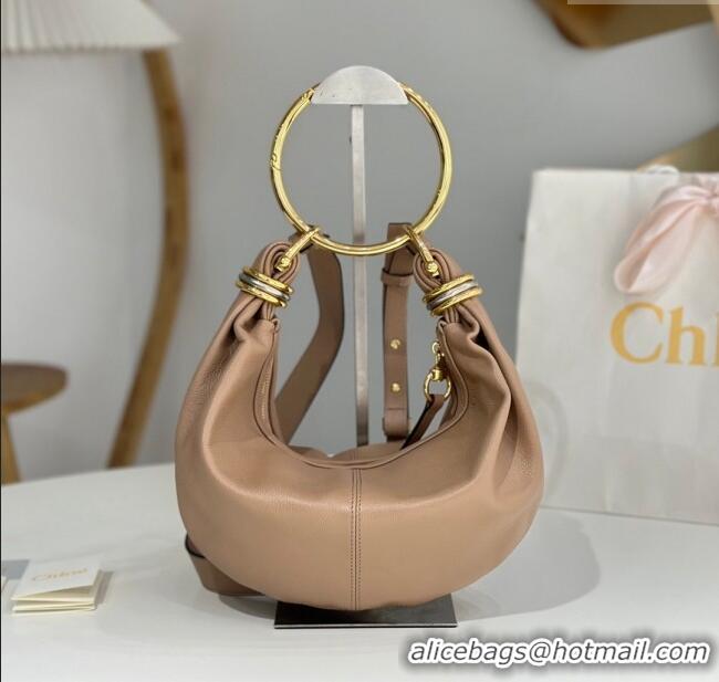 Big Discount Chloe Small Bracelet Hobo bag in Shiny Grained Calfskin C0504 Woodrose 2024