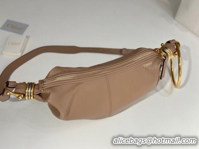 Big Discount Chloe Small Bracelet Hobo bag in Shiny Grained Calfskin C0504 Woodrose 2024
