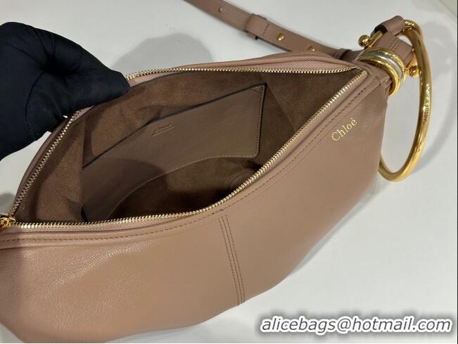 Big Discount Chloe Small Bracelet Hobo bag in Shiny Grained Calfskin C0504 Woodrose 2024