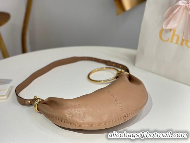 Big Discount Chloe Small Bracelet Hobo bag in Shiny Grained Calfskin C0504 Woodrose 2024