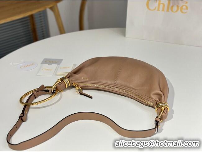 Big Discount Chloe Small Bracelet Hobo bag in Shiny Grained Calfskin C0504 Woodrose 2024