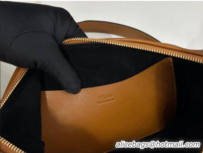 Top Grade Chloe Small Bracelet Hobo bag in Shiny Grained Calfskin C0504 Brown 2024