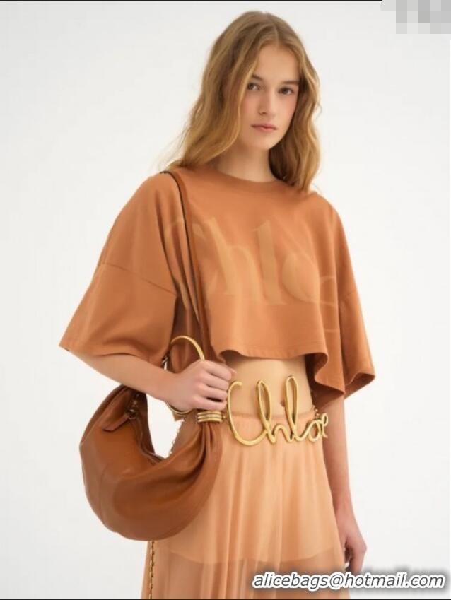 Top Grade Chloe Small Bracelet Hobo bag in Shiny Grained Calfskin C0504 Brown 2024