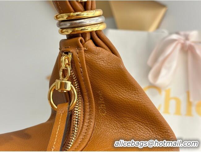 Top Grade Chloe Small Bracelet Hobo bag in Shiny Grained Calfskin C0504 Brown 2024