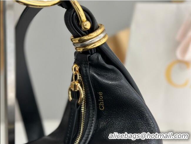 Trendy Design Chloe Small Bracelet Hobo bag in Shiny Grained Calfskin C0504 Black 2024