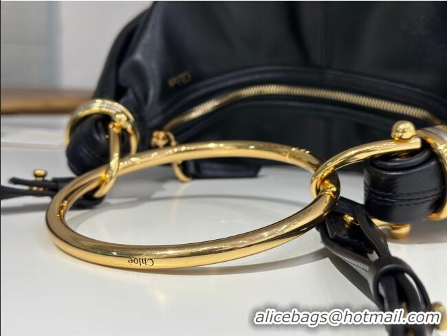 Trendy Design Chloe Small Bracelet Hobo bag in Shiny Grained Calfskin C0504 Black 2024