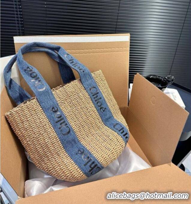 Good Quality Chloe Straw Basket Bag 0312 Khaki/Denim 2025