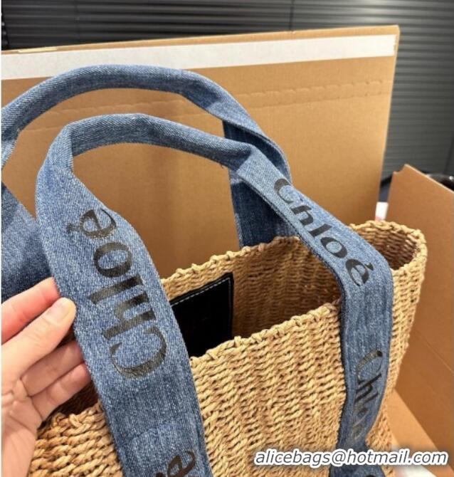 Good Quality Chloe Straw Basket Bag 0312 Khaki/Denim 2025