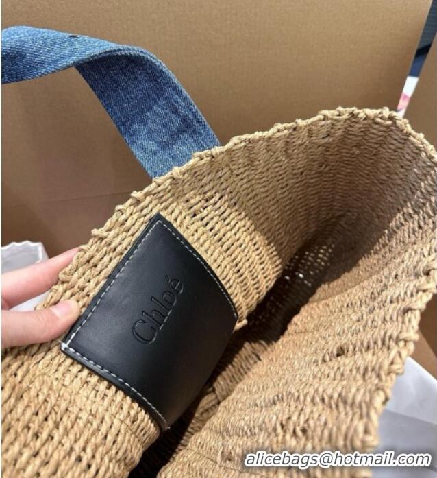 Good Quality Chloe Straw Basket Bag 0312 Khaki/Denim 2025
