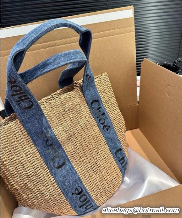Good Quality Chloe Straw Basket Bag 0312 Khaki/Denim 2025