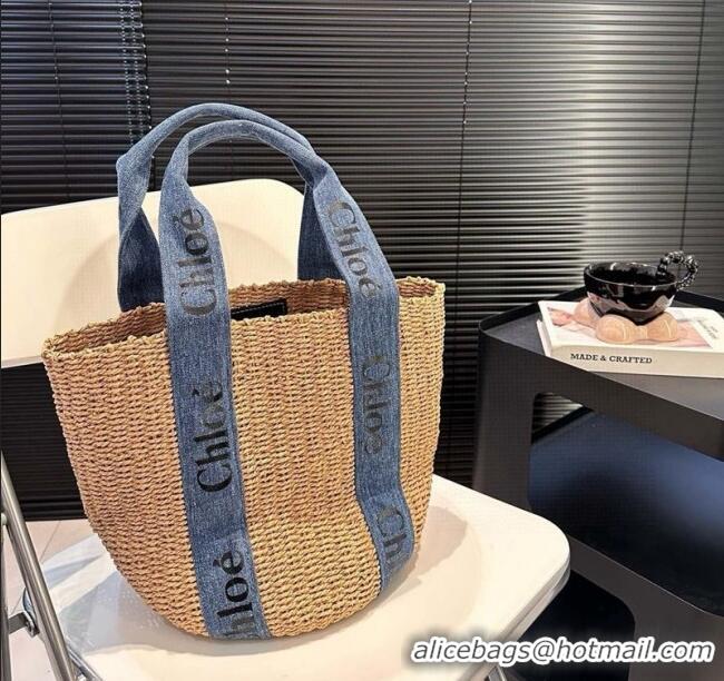 Good Quality Chloe Straw Basket Bag 0312 Khaki/Denim 2025