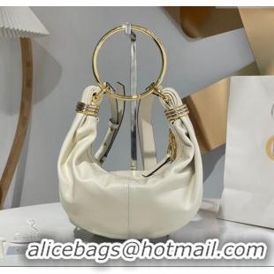 Top Design Chloe Small Bracelet Hobo bag in Shiny Grained Calfskin C0504 White 2024