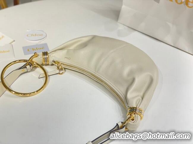 Top Design Chloe Small Bracelet Hobo bag in Shiny Grained Calfskin C0504 White 2024