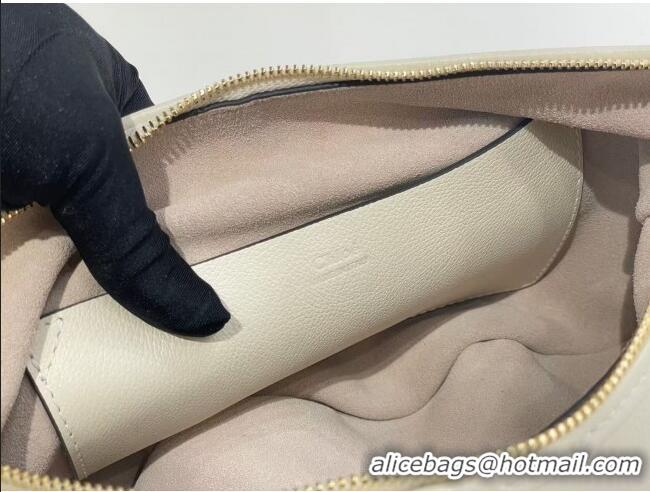 Top Design Chloe Small Bracelet Hobo bag in Shiny Grained Calfskin C0504 White 2024