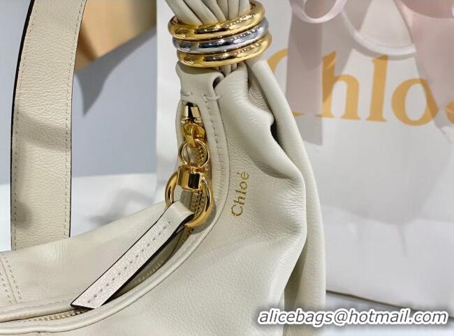 Top Design Chloe Small Bracelet Hobo bag in Shiny Grained Calfskin C0504 White 2024