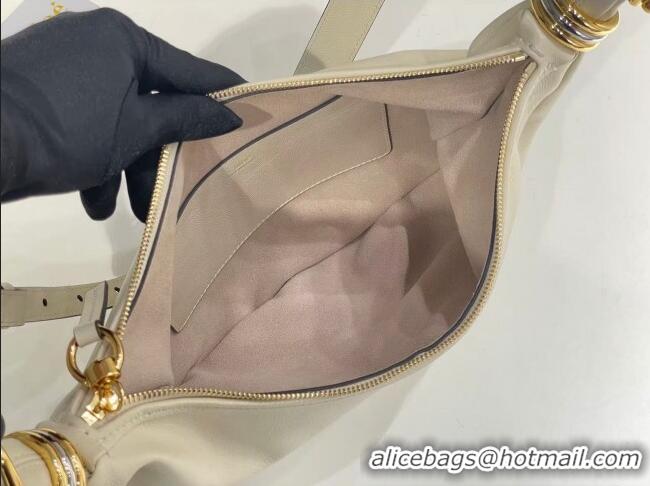 Top Design Chloe Small Bracelet Hobo bag in Shiny Grained Calfskin C0504 White 2024