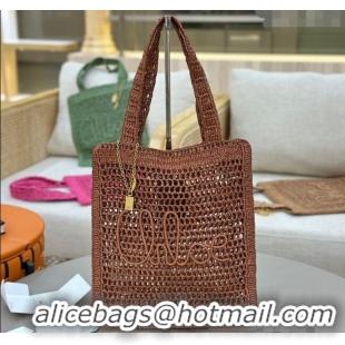 Low Price Chloe Summer Banana tote bag in raffia straw 1665 Brown 2025