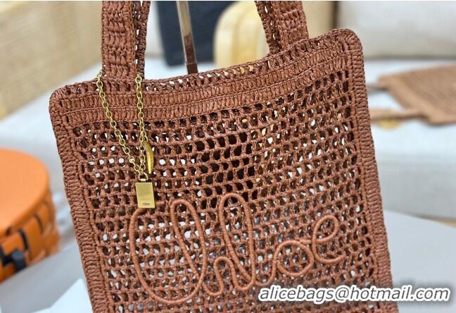 Low Price Chloe Summer Banana tote bag in raffia straw 1665 Brown 2025