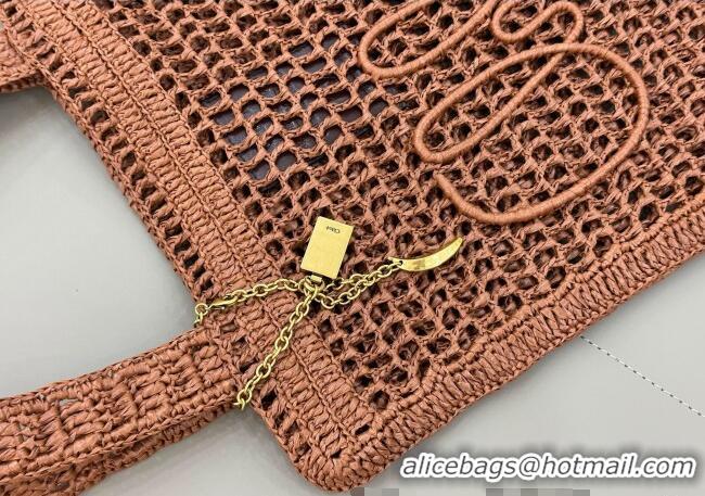 Low Price Chloe Summer Banana tote bag in raffia straw 1665 Brown 2025