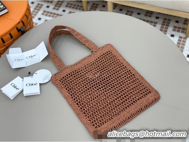 Low Price Chloe Summer Banana tote bag in raffia straw 1665 Brown 2025