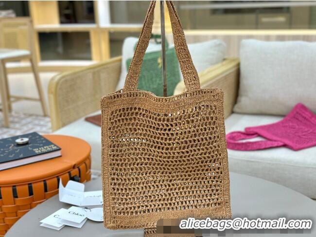 Top Grade Chloe Summer Banana tote bag in raffia straw 1665 Beige 2025