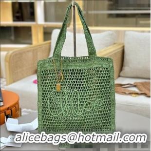 Famous Brand Chloe Summer Banana tote bag in raffia straw 1665 Green 2025