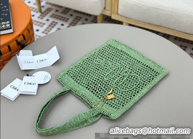 Famous Brand Chloe Summer Banana tote bag in raffia straw 1665 Green 2025