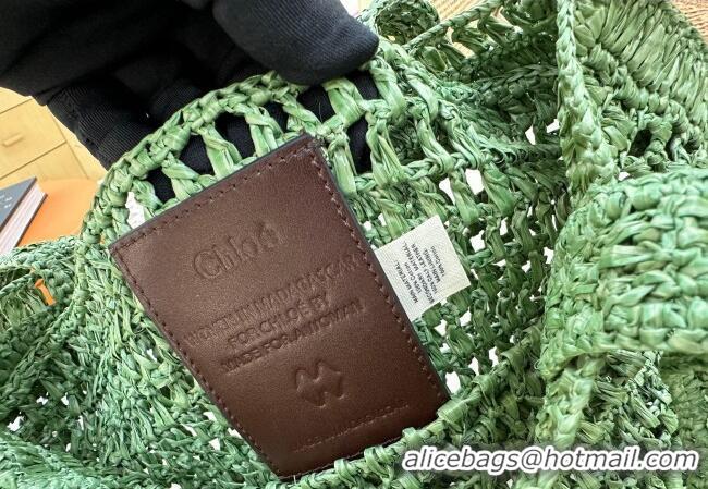 Famous Brand Chloe Summer Banana tote bag in raffia straw 1665 Green 2025