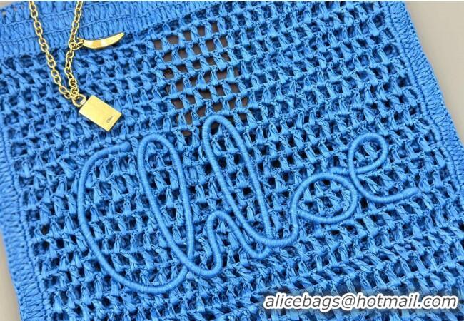 Big Discount Chloe Summer Banana tote bag in raffia straw 1665 Blue 2025
