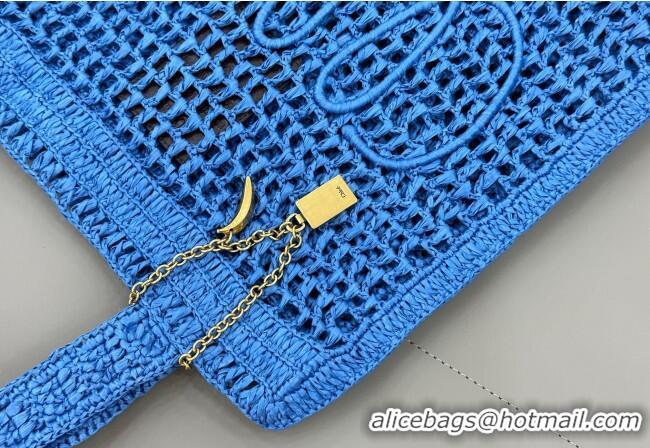 Big Discount Chloe Summer Banana tote bag in raffia straw 1665 Blue 2025