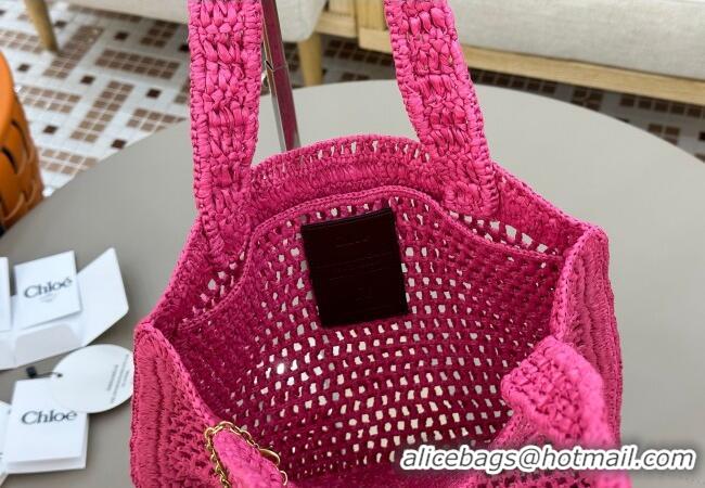 Promotional Chloe Summer Banana tote bag in raffia straw 1665 Dark Pink 2025