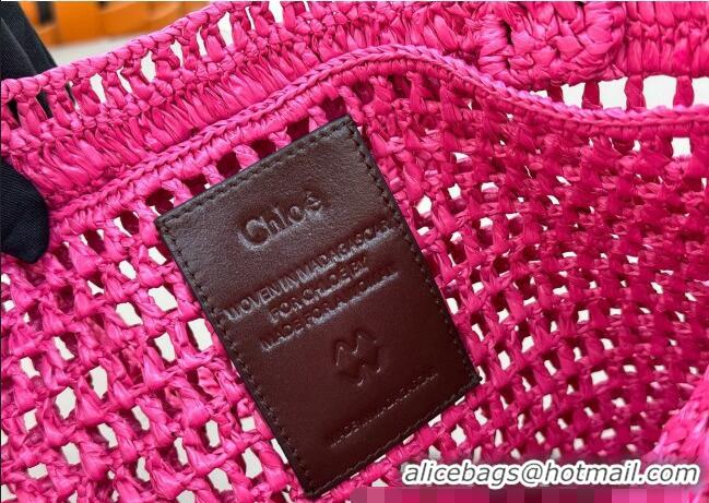 Promotional Chloe Summer Banana tote bag in raffia straw 1665 Dark Pink 2025
