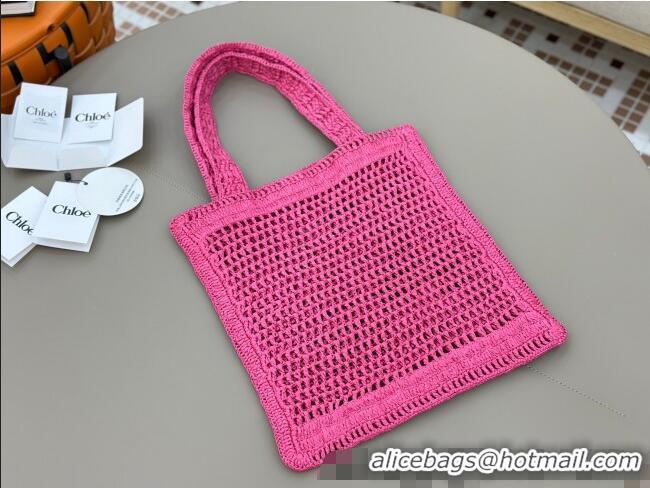 Promotional Chloe Summer Banana tote bag in raffia straw 1665 Dark Pink 2025