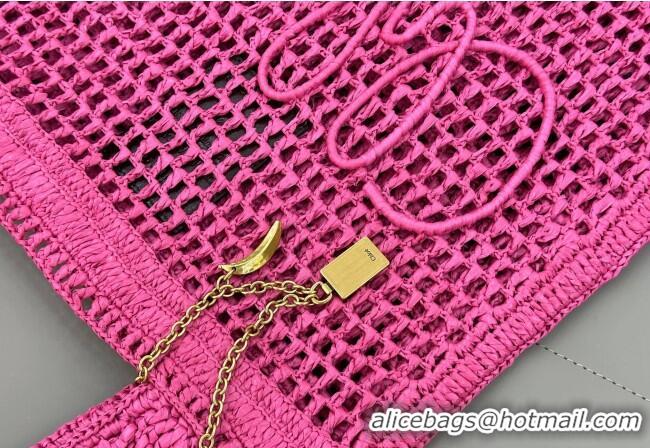 Promotional Chloe Summer Banana tote bag in raffia straw 1665 Dark Pink 2025