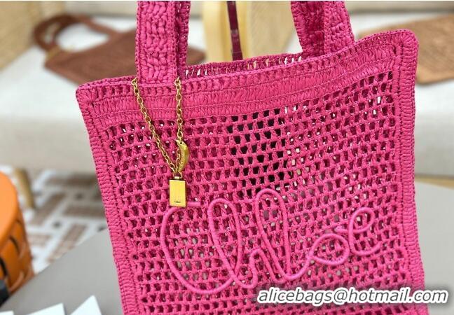 Promotional Chloe Summer Banana tote bag in raffia straw 1665 Dark Pink 2025