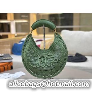 Famous Brand Chloe Summer Banana hobo bag in raffia straw 1668 Green 2025